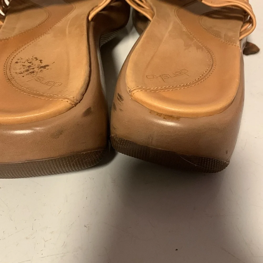 Dansko tan leather wedge slide sandal